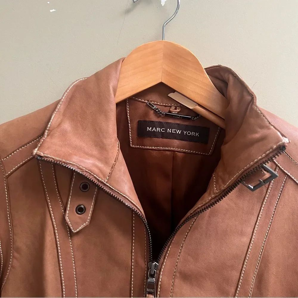 Marc New York Women's Brown Leather Jacket - Picture 2 of 9